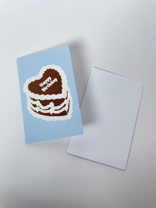 Card Happy Birthday Heart Cake